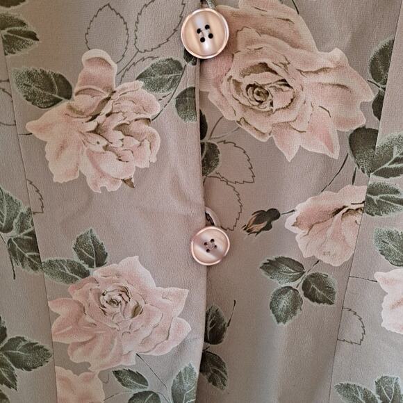 Rena Rowan For Saville Tan Multicolored Floral Silk Long Sleeve Jacket Top - 6P - Picture 5 of 7